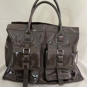 Malene Birger - Patent Leather Oversized Tote Bag - Grayish Brown